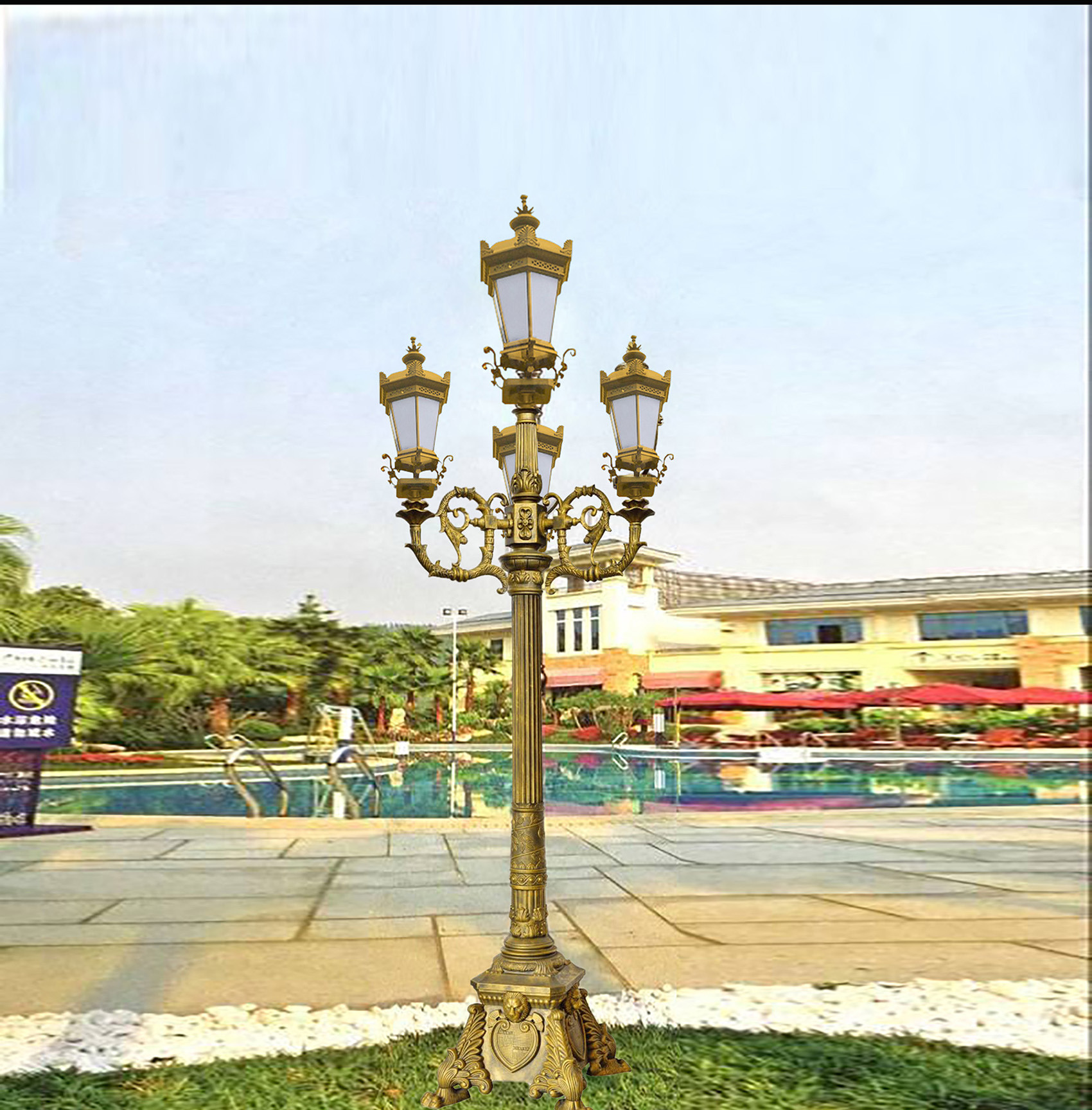 三頭庭院燈  工廠